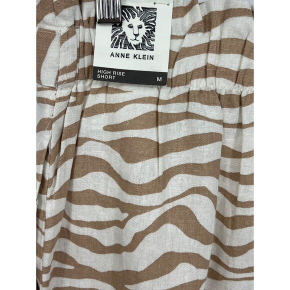 Anne Klein Womens Size Medium Linen Blend Zebra Print Shorts Belt Tan NWT New - Picture 6 of 11